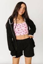 Lace Edge Zip Up Hoodie