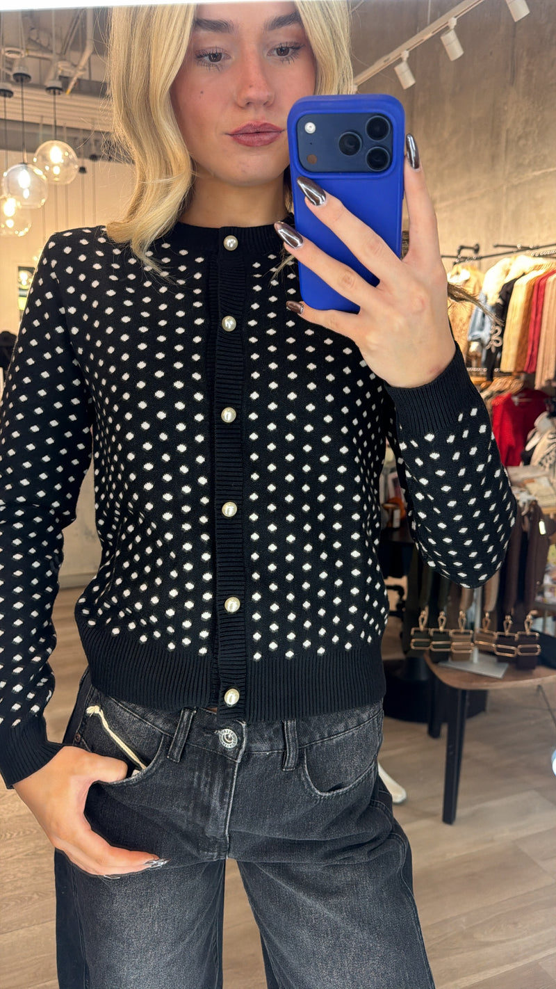 Polka Dot + Pearl Cardi