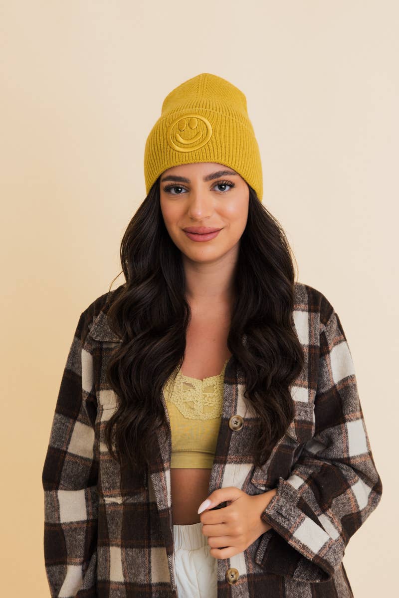 Smiley Embroidered Beanie