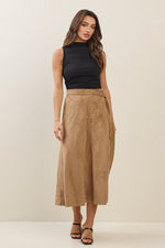 Suede A-Line Midi Skirt