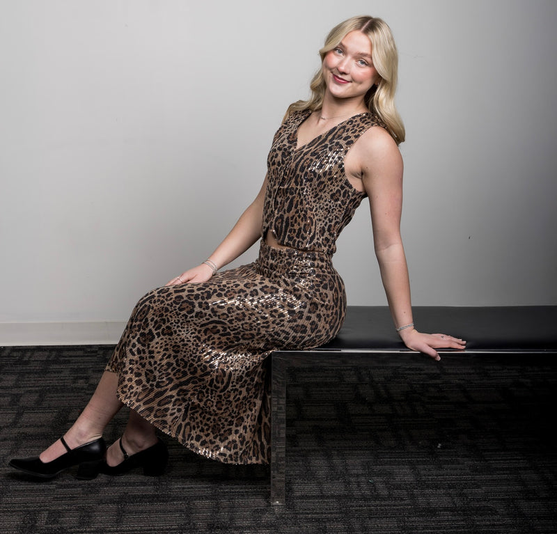 Sequins + Leopard Skirt