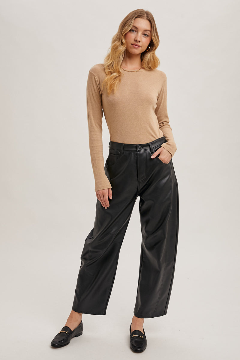 Vegan Leather Barrel Pant