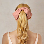 Fabric Bow Hair Clip - Rosewood