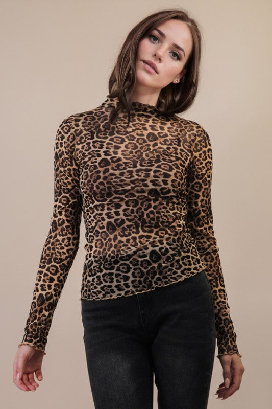 Leopard Mesh Top