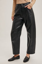 Vegan Leather Barrel Pant