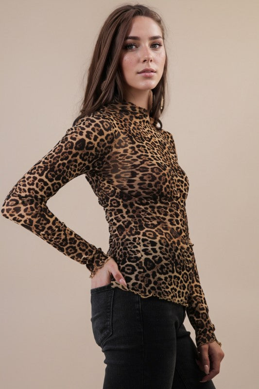 Leopard Mesh Top