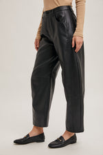 Vegan Leather Barrel Pant