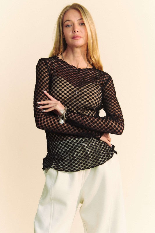 Dot Lace Mesh Top