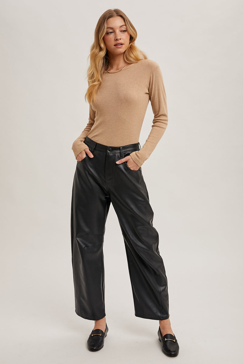 Vegan Leather Barrel Pant