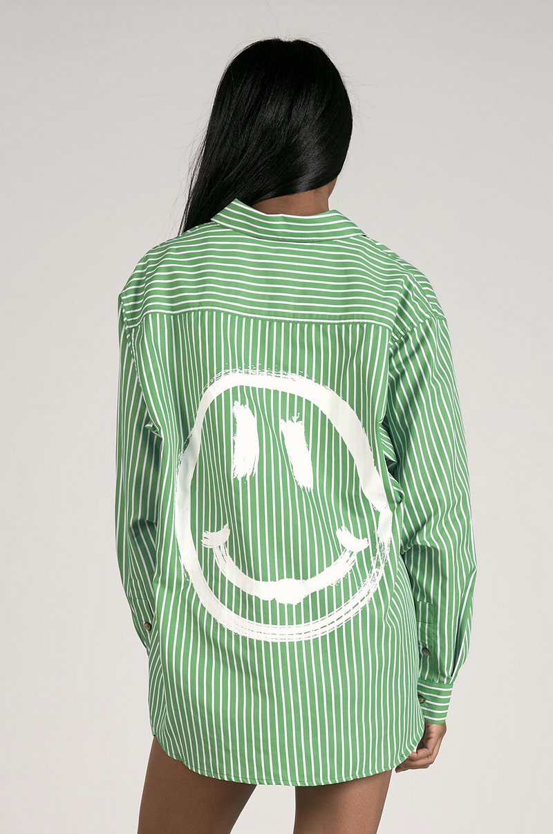 Smiley Back Button Down - Green