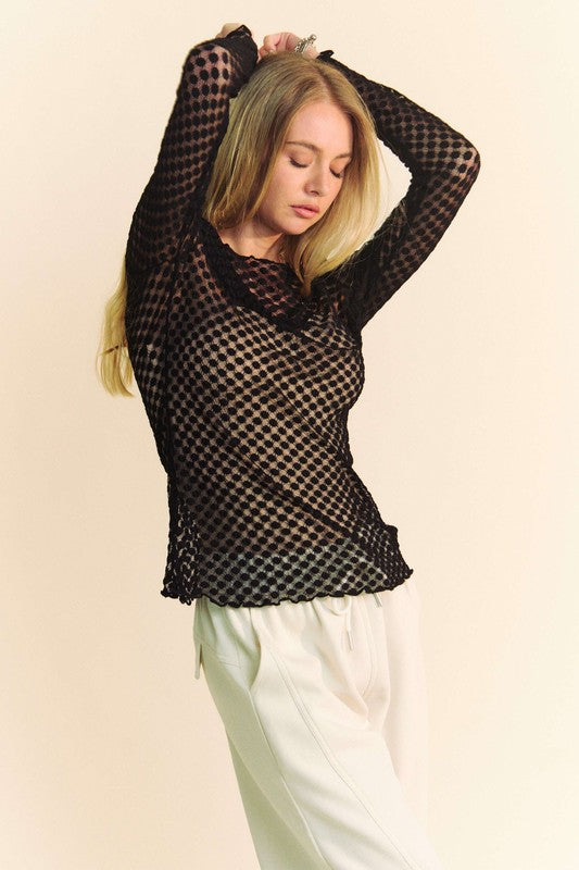 Dot Lace Mesh Top