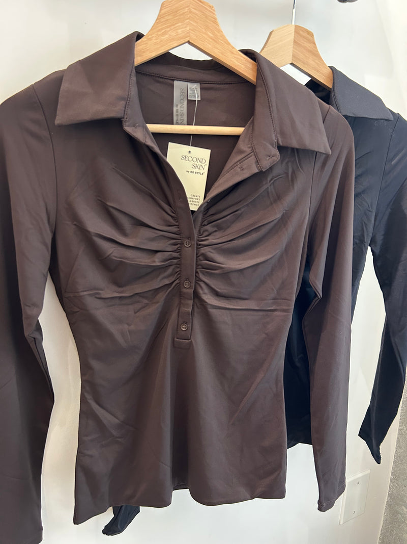 Shirred Button Top | 2 colours