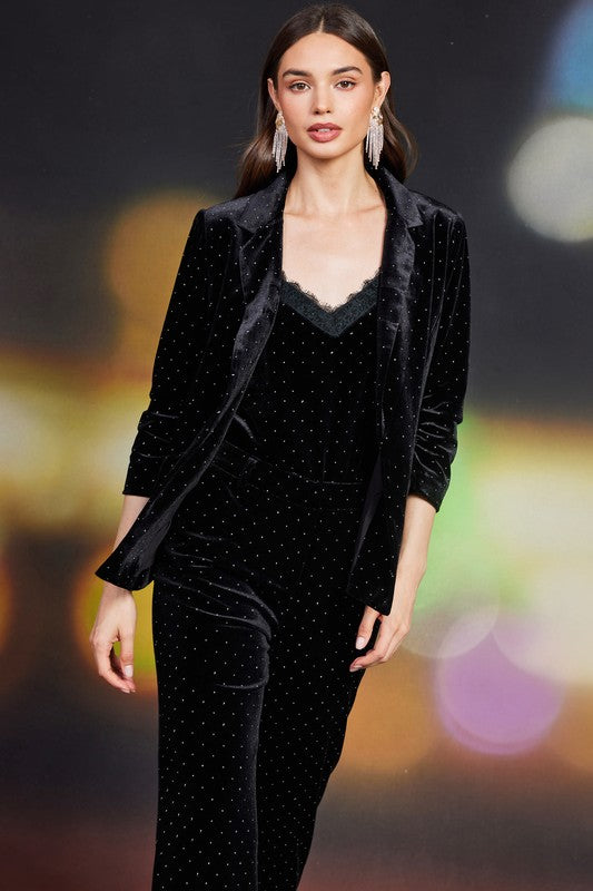 Rhinestone Velvet Blazer