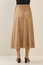 Suede A-Line Midi Skirt