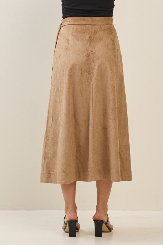 Suede A-Line Midi Skirt