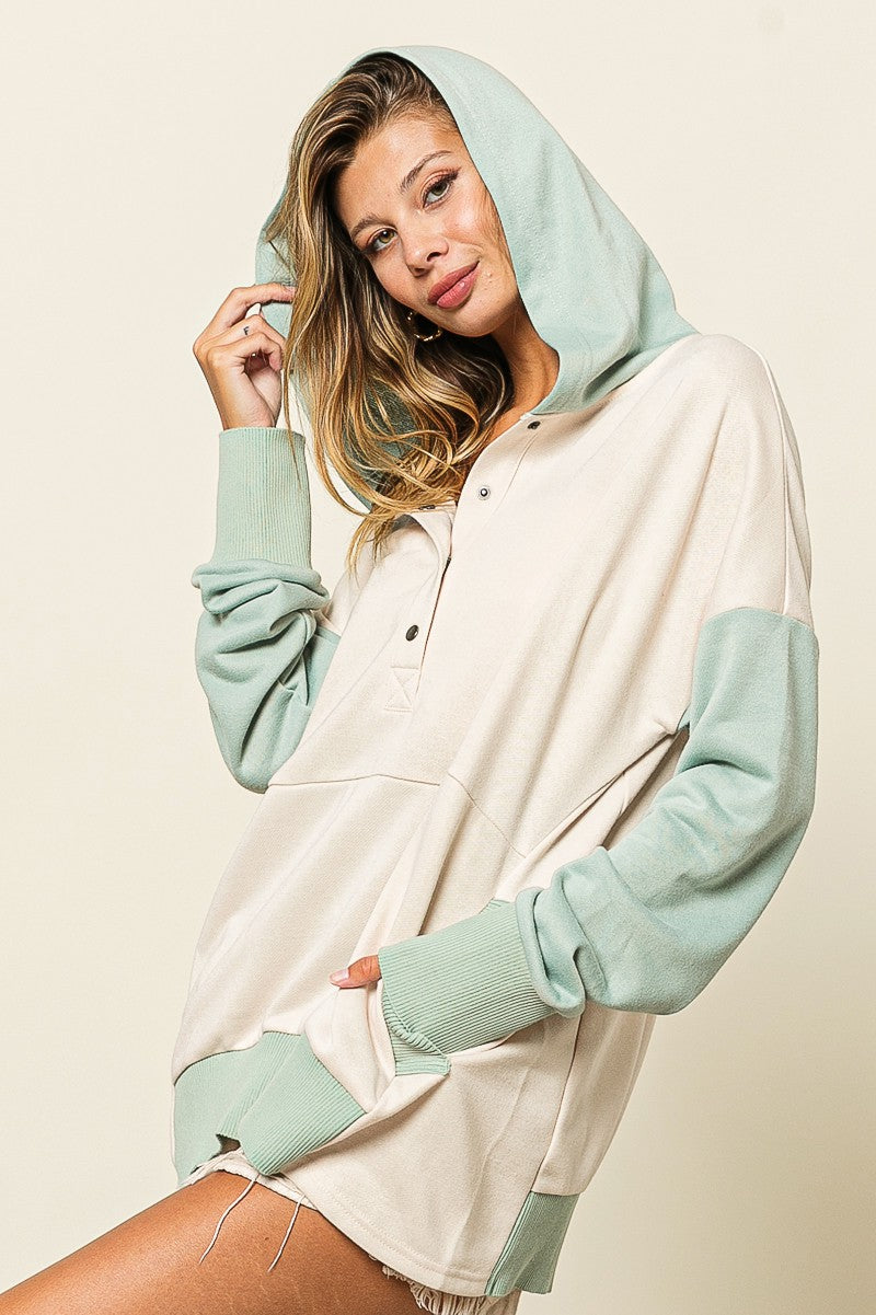 Two Tone Pullover | Cream/Mauve