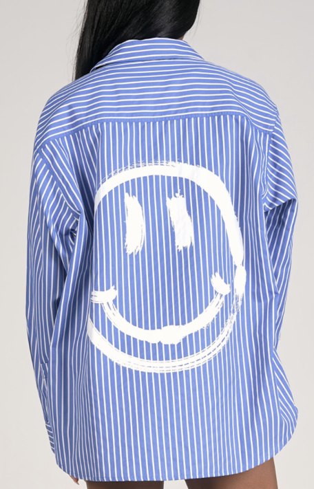 Smiley Back Button Down - Blue