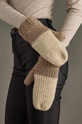 Colour Block Knit Mittens | 2 colours