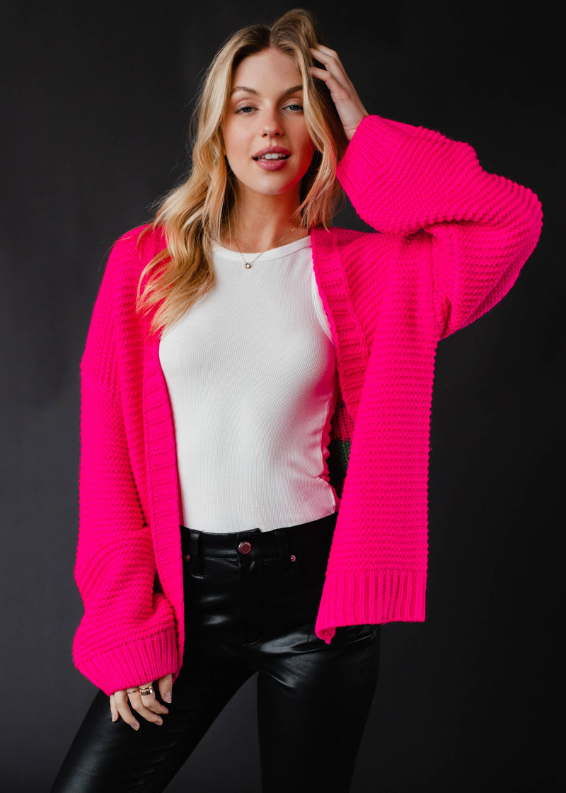 Ski TIme Cardi | Hot Pink