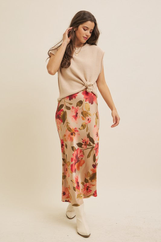Fall Florals Satin Skirt