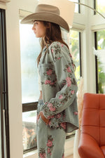 Flower Power Denim Button Up