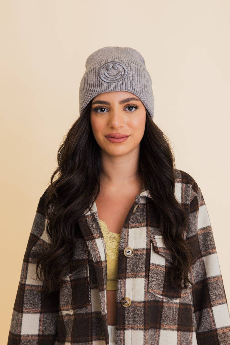 Embroidered Smiley Beanie | 5 colours