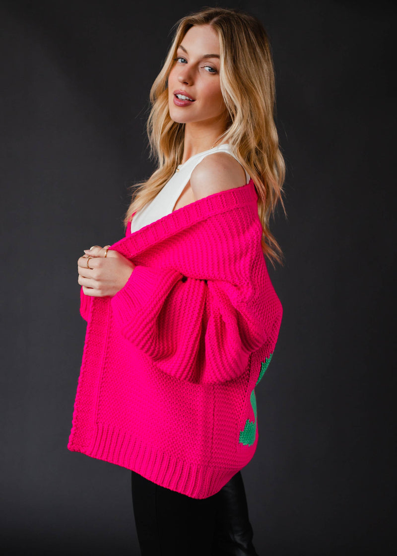 Ski TIme Cardi | Hot Pink