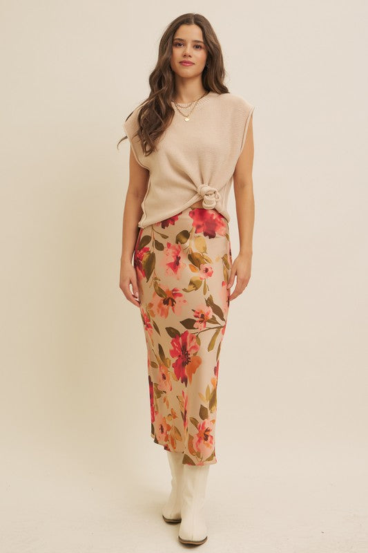 Fall Florals Satin Skirt