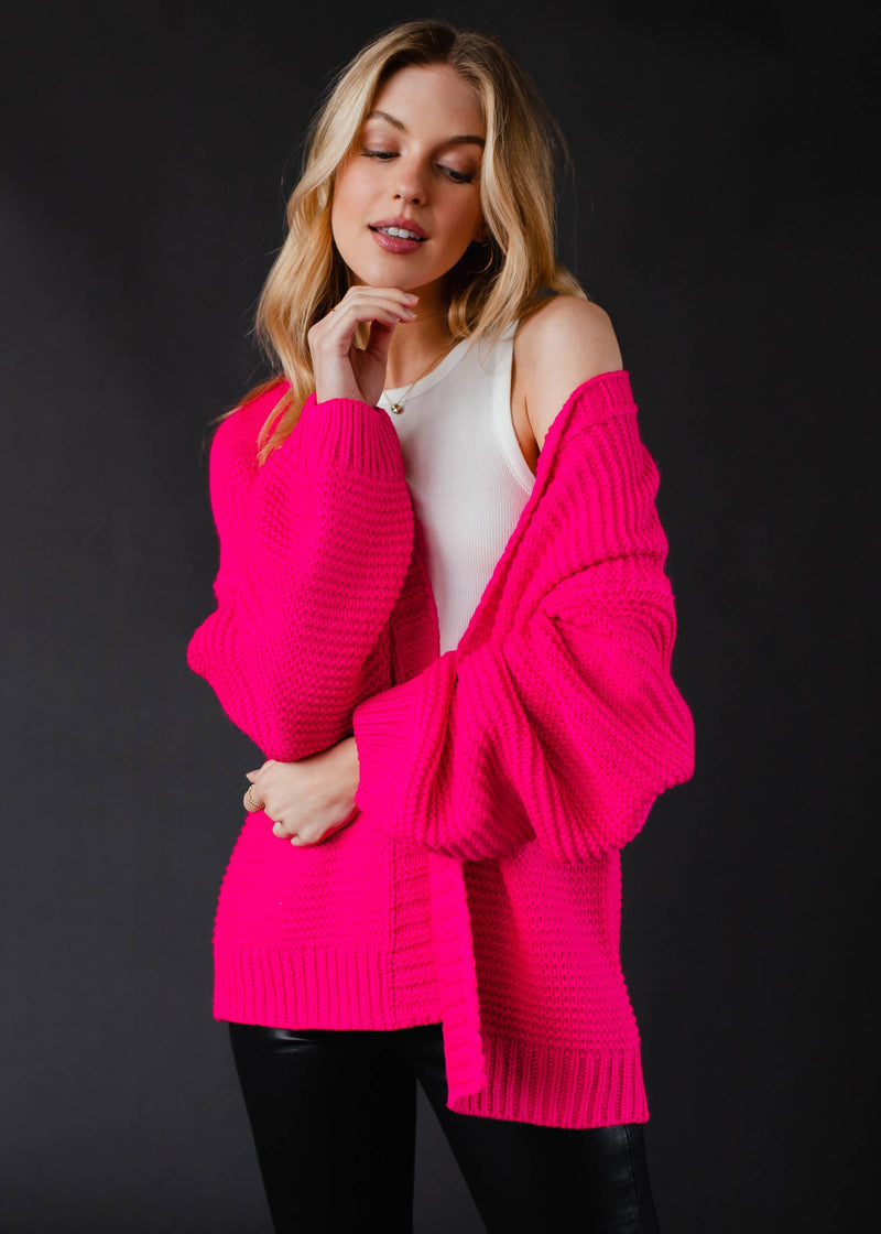 Ski TIme Cardi | Hot Pink