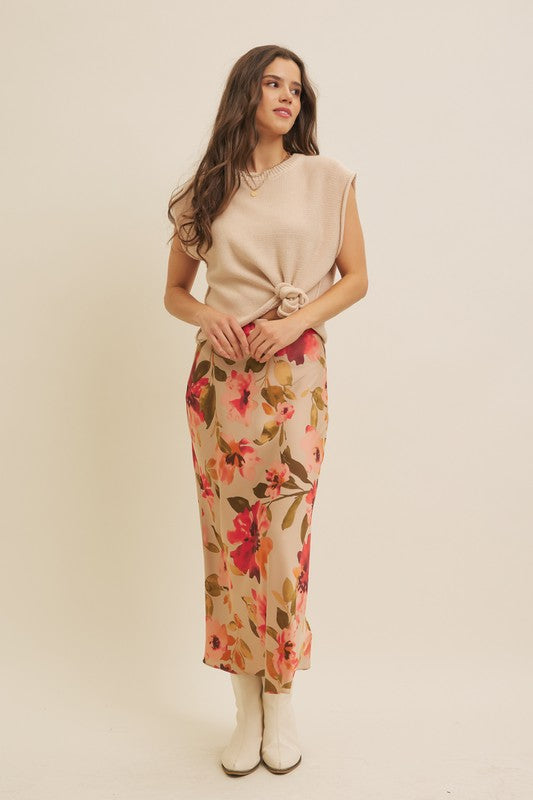 Fall Florals Satin Skirt