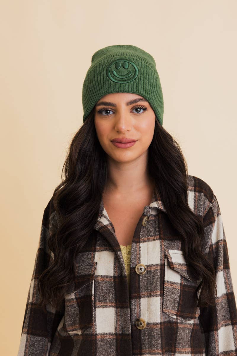 Embroidered Smiley Beanie | 5 colours