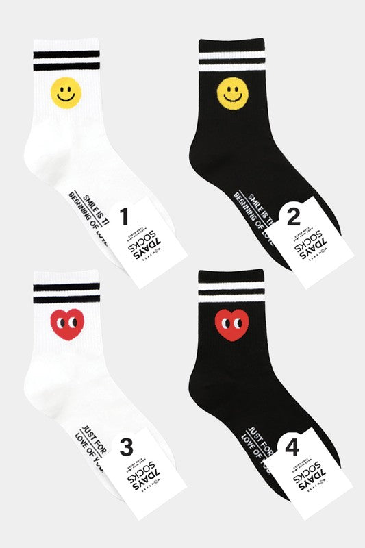 Hearts + Smiles Crew Socks (2 colours)