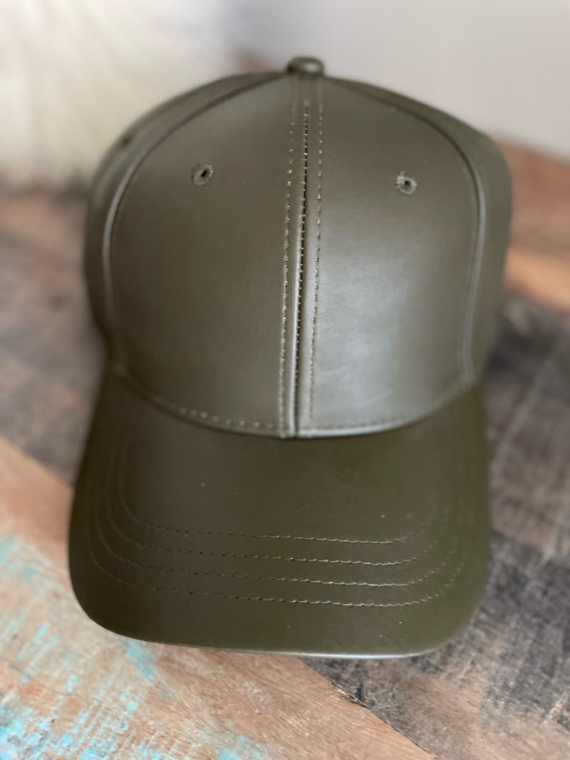 Vegan Leather Ball Cap Colour Dark Olive