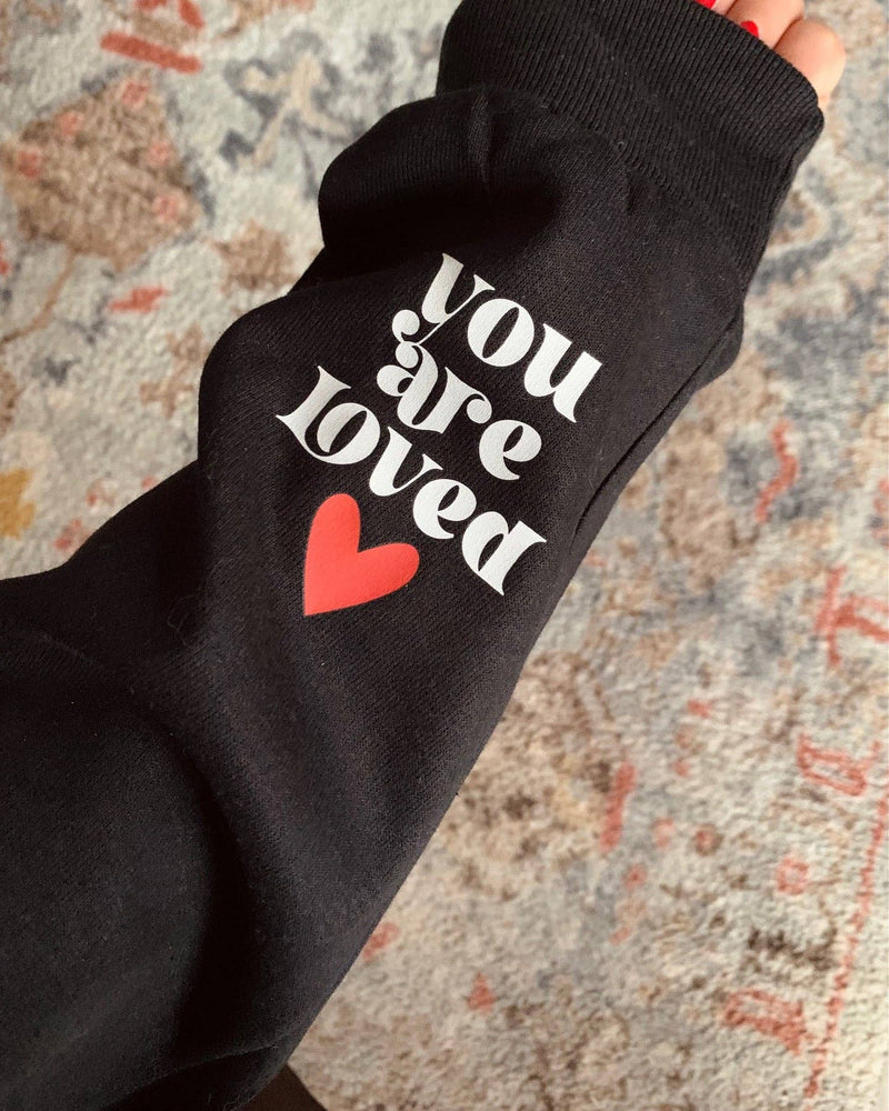You Are Loved Heart Sleeve Crew