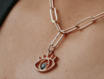 Evil Eye Pendant PaperClip Necklace