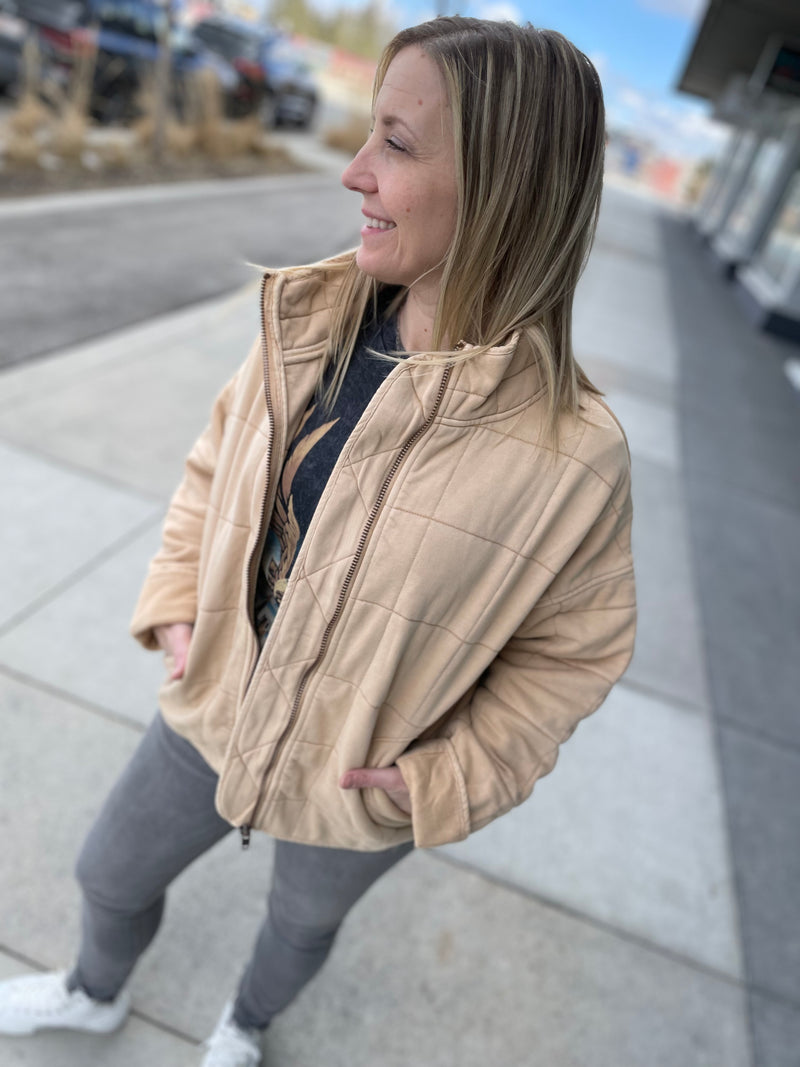 RyLey Quilted Bomber | Tanned Cream